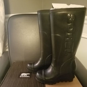 New SOREL JOAN RAIN WEDGE TALL WOMEN'S BOOTS -6
